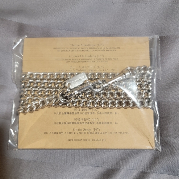 NEW COACH Silver Tone 46" Chain Strap - Picture 2 of 2